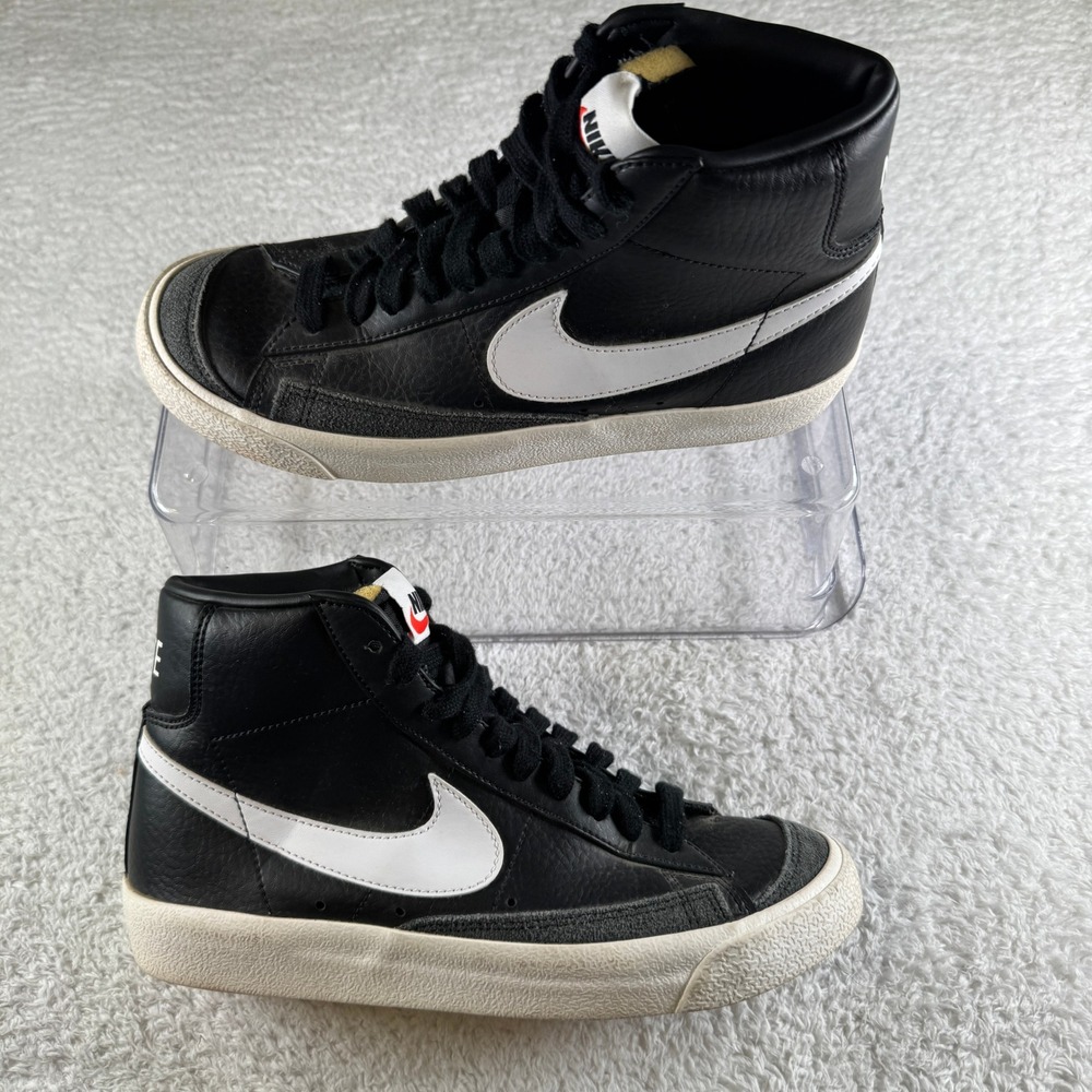 Nike Blazer Mid 77 Vintage Mens 6.5 Black White Shoes Sneakers Leather Used